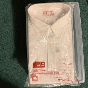 Vintage White short sleeve men’s button-down collar, neck 16” dress shirt New